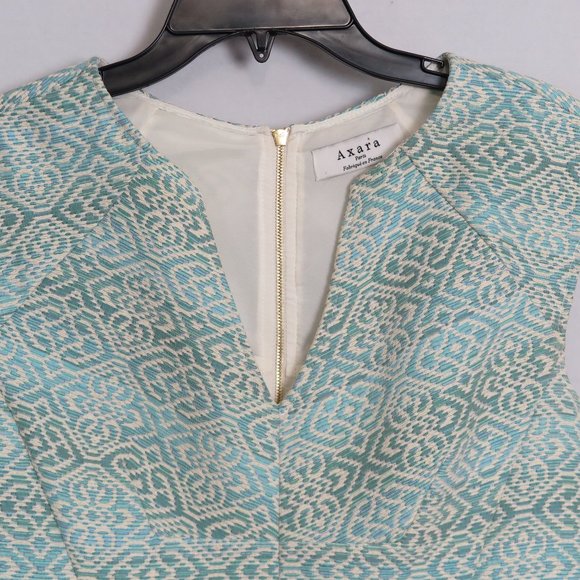 Axara Paris Mint Ivory Jacquard V-Neckline Shift - Picture 5 of 9